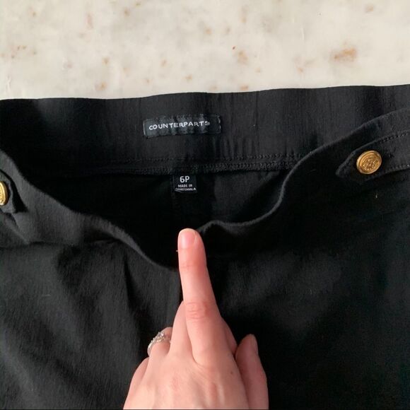 Counterparts Black Gold Button Pull On Office Wear Work Pant Legging Slack Sz 6P - Picture 6 of 8